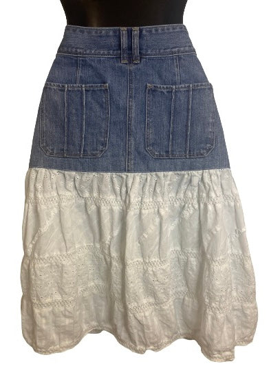 Abercrombie & Fitch Denim & Lace Detail Skirt