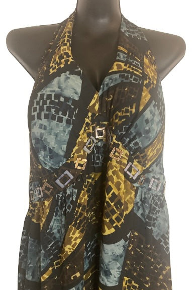 Lane Bryant Pre-owned Boho Mosaic Print Halter-Top Maxi Dress