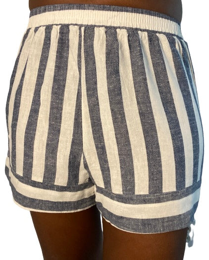 Linen Blend Striped Shorts